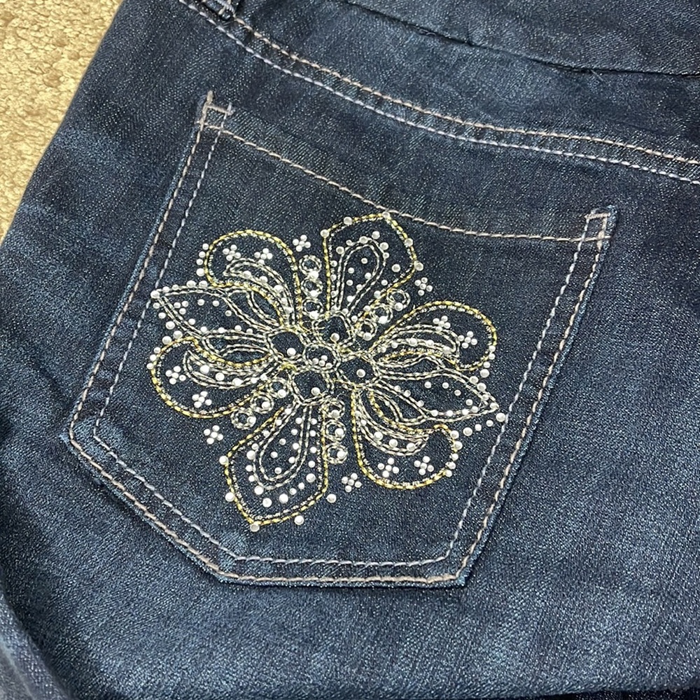 Seven dark wash rhinestone jeans bootcut 12